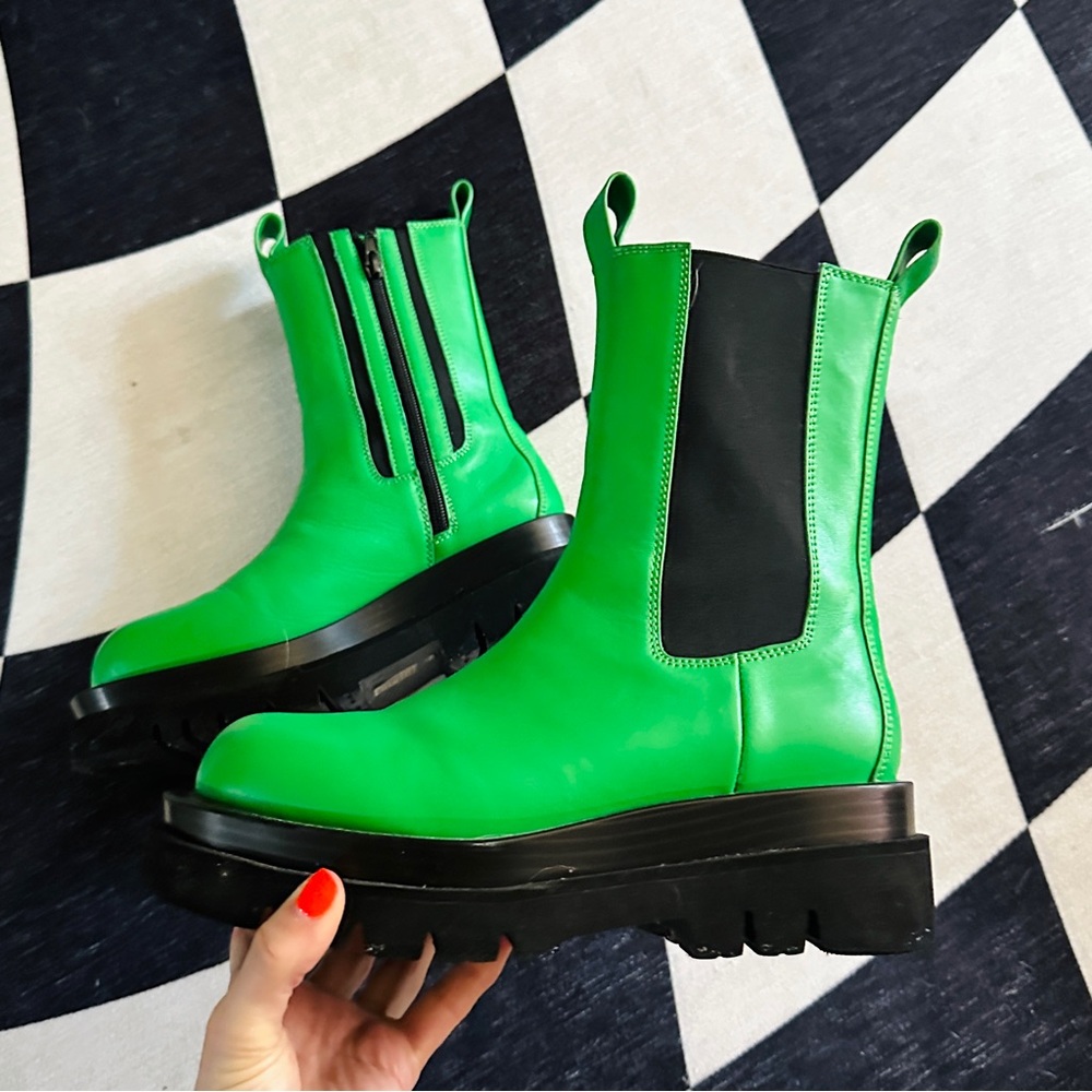 JEFFREY CAMPBELL Green Chelsea Boots
